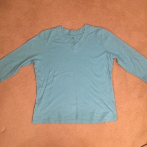 Studio Works Turquoise Long Sleeved V Neck Shirt L
